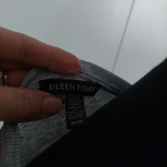 Eileen Fisher Ribbed Knit longsleeve top blouse Gray Medium Lightweight stretch - Picture 3 of 6